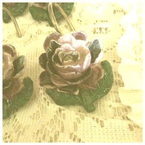 9s Vintage Purple Rose Shower Curtain Hooks